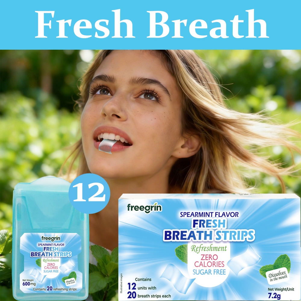 프리그린 스피어민트 향 구취제거 스트립 휴대용 스트립  - Teeth Whitening Instant 리뷰 및 가격