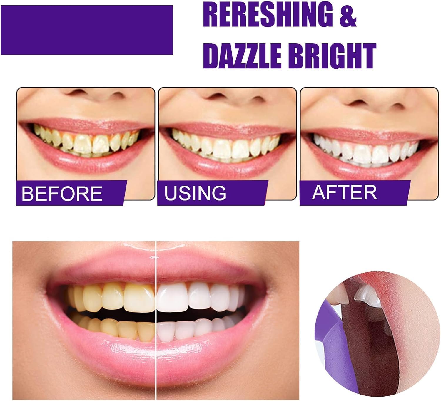 퍼플 포밍 치아 미백 치약 에나멜 안전 진주 화이트 폼 - Teeth Whitening Routine 리뷰 및 가격