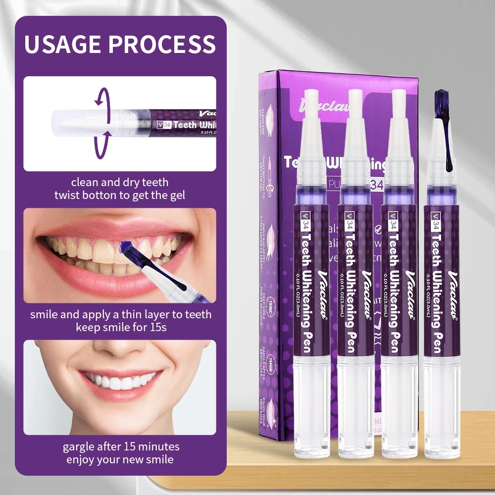 바츨라프 V34 퍼플 치아 미백 젤 펜, 얼룩 제거 및 - Teeth Whitening Instant 리뷰 및 가격